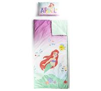 Disney Little Mermaid Children’s Slumber Bag & Pillow Set - Princess Ariel Cosy (137 x 61 cm) Sleeping Bag with Carry Handle and (43 x 28 cm) Pillow, Ideal for School Trips & Sleepovers - 2-Piece Set