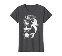 Disney Little Mermaid Friends Under The Sea Graphic Tee T-Shirt, Women, Dark Heather Grey, 3X-Large