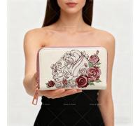 Disney Loungefly Cute Cartoon Beauty And The Beast Styling Embroidery Wallet Card Bag Storage Bag Coin Purse Fashion Girls Gifts Wallet