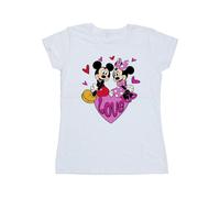 Disney Love Hearts Mickey & Minnie Mouse Cotton T-Shirt In White White M