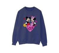 Disney Women's Love Hearts Mickey & Minnie Mouse Sweatshirt in Navy | Size: Medium Disney Navy M