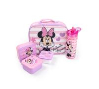 Disney Lunch Bag Bottle and 3 Snack Pot | Girls Pink | Official Merch