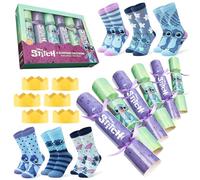 Disney Luxury Christmas Crackers, Pack of 6 Deluxe Xmas Crackers with One Size Calf Length Socks Inside, Fun Novelty Christmas & Party Table Gifts (Teal/Purple Stitch - Adult)