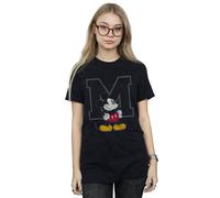 Disney M Mickey Mouse Cotton Boyfriend T-Shirt In Black Black L