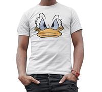 Disney Mad Donald Duck Face World Disneyland Funny Costume Adult Tee Graphic T-Shirt for Men Tshirt… (Premium White, Large)