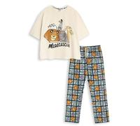 Disney Madagascar Women's Beige Short Sleeve Long Leg Pyjama Set | Animal Print Sleepwear & Loungewear | Retro Movie Nightwear for Relaxing Merch - X-Large