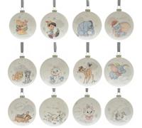 Disney Magical Beginnings - Set of 12 Baubles - Pooh, Tigger, Piglet & Eeyore, Bambi, Pinochio, Dumbo & Marie- Officially Licensed Merchandise - Xmas Ornament For Christmas Tree Festive Decor.