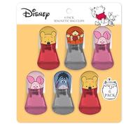Disney Magnetic Chip Clips - Set of 6 Bag Clips for Food Storage - Mickey, Minnie, Lilo & Stitch, Winnie The Pooh - Durable Airtight Bag Chip Clips for Pantry & Fridge Use