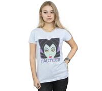 Disney Women's Maleficent Cropped Head Cotton T-Shirt in Grey | Size: Medium Disney Grey M