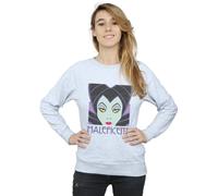 Disney Women's Maleficent Cropped Head Sweatshirt in Grey | Size: Medium Disney Grey M