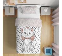 Disney Marie Aristocats Single Duvet Cover Set - 100% Cotton Reversible Kids Bedding with Pillowcase - Girls Bedroom Set - Official Princess Cat Design - Soft, Breathable & Machine Washable