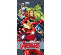 Disney Marvel Avengers Kids Towel - 100% Cotton Bath/Beach Towel 70 x 140cm - Soft Absorbent Superhero Towel Featuring Iron Man, Hulk, Thor, Captain Marvel, Captain America - Official Marvel Gift