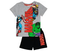 Disney Marvel Boys Black Avengers Hulk, Captain America, Thor Short Sleeve Short Leg Pyjama Set - 6-7 Years