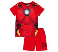 Marvel Iron Man Boys Pyjama Set | Kids Iron-Man T-Shirt and Shorts PJs Bundle | Powerful Red Suit Nightwear Costume | Complete Superhero Pajamas for Children | Cosy Loungewear