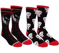 Disney Marvel Punisher Mens Athletic Crew Socks 2 Pair Pack (One Size, Punisher Black)