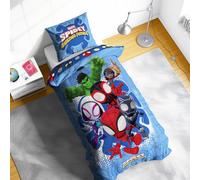 Disney Marvel Spidey and His Amazing Friends Single Duvet Cover | Fun Spidey Design | Kids Bedding Set Includes Matching Pillowcase, 100% Polycotton, Multicolour, 200 x 135cm