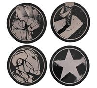 Disney Marvel The Avengers Set Of 4 Black Round Metal Coasters Black