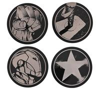 Marvel The Avengers Set Of 4 Black Round Metal Coasters Disney Black One Size
