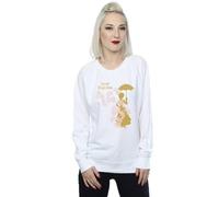 Disney Women's Mary Poppins Floral Silhouette Sweatshirt in White | Size: Medium Disney White M