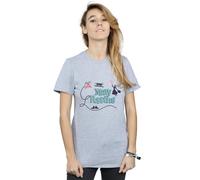 Disney Mary Poppins Logo Cotton Boyfriend T-Shirt In Grey Grey S