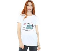 Disney Mary Poppins Logo Cotton Boyfriend T-Shirt In White White S