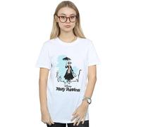 Disney Mary Poppins Rooftop Landing Colour Cotton Boyfriend T-Shirt In White White S