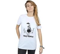 Disney Mary Poppins Rooftop Landing Cotton Boyfriend T-Shirt In White White XL