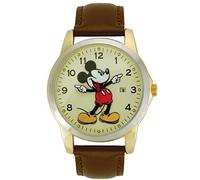 Disney MCK326 Mickey Mouse Unisex Gold Tone & Leather Classic Moving Hands Watch