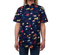 Disney Men's Lion King Button Down Shirt, Navy Stampede, Large