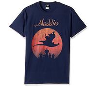 Disney Men's Aladdin Sunset Logo Poster Graphic T-Shirt, Navy, Medium
