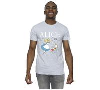 Disney Men's Alice In Wonderland Follow The Rabbit T-Shirt in Grey | Size: Medium Disney Grey M