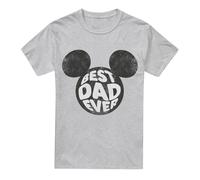 Disney Mens Best Dad Ever Mickey Mouse T-Shirt (Sport Heather) - Grey Cotton - Size Medium