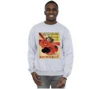 Disney Men's Big Hero 6 Baymax Flying Baymax Newspaper Sweatshirt in Grey | Size: 5XL Disney Grey 5XL