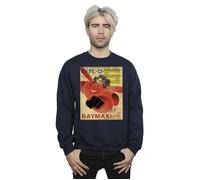 Disney Men's Big Hero 6 Baymax Flying Baymax Newspaper Sweatshirt in Navy | Size: Large Disney Navy L