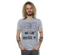 Disney Men's Cars Lightning McQueen Blueprint T-Shirt Medium Sport Grey