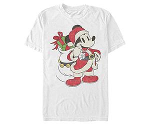 Disney Men's Classic Just Santa Mickey T-Shirt, White, S