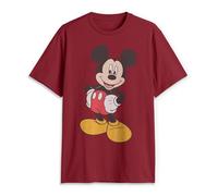 Disney Men's Classic Mickey Mouse Full Size Graphic Short Sleeve T-Shirt, Cardinal, S