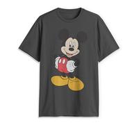 Disney Men's Classic Mickey Mouse Full Size Graphic Short Sleeve T-Shirt, Charcoal, XXL