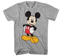 Disney Men's Classic Mickey Mouse Full Size Graphic Short Sleeve T-Shirt, Heather Grey, Medium