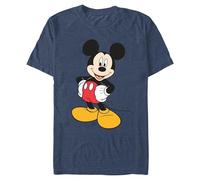 Disney Men's Classic Mickey Mouse Full Size Graphic Short Sleeve T-Shirt, Navy Heather, Medium