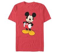 Disney Men's Classic Mickey Mouse Full Size Graphic Short Sleeve T-Shirt, Red Heather, S