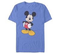 Disney Men's Classic Mickey Mouse Full Size Graphic Short Sleeve T-Shirt, Royal Blue Heather, S