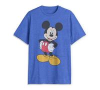 Disney Men's Classic Mickey Mouse Full Size Graphic Short Sleeve T-Shirt, Royal Blue Heather, S