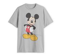 Disney Men's Classic Mickey Mouse Full Size Graphic Short Sleeve T-Shirt, Silver, Large