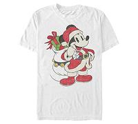 Disney Men's Classic Mickey Only Santa Mickey T-Shirt, White, S, White, S