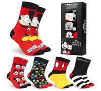 Disney Mens Crew Socks 5 Pack Baby Yoda Star Wars Work Ankle Socks Mickey Mouse Soft Breathable Boba Fett Star Wars Gifts for Men (Red Mickey)
