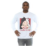 Disney Men's Cruella De Vil Cropped Head Sweatshirt in White | Size: Medium Disney White M