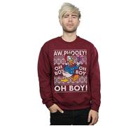 Disney Men's Donald Duck Christmas Fair Isle Sweatshirt in Burgundy | Size: Medium Disney Burgundy M