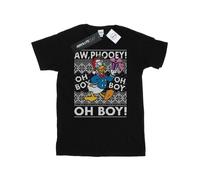 (L, Black) Disney Mens Donald Duck Christmas Fair Isle T-Shirt