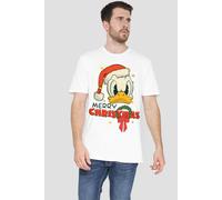 Disney Men's Donald Duck Merry Christmas T-Shirt White | Size: Small Disney White S